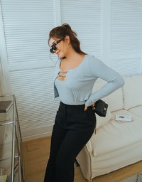 Metal Straight Grain Two-Piece Crop Top