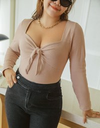 Square Neck Twist Knot Striped Top