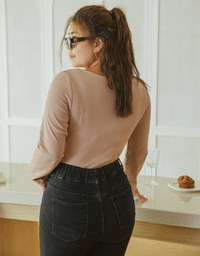 Square Neck Twist Knot Striped Top