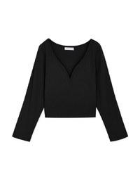 Littile V Notch Knit Crop Top