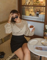 Fake Two-Piece Sheer Crop Top