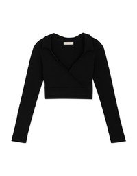 Overlap Lapel Low Cut Pitch Crop Top