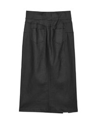 High Waisted Slim Slit Faux Leather Maxi Maxi Long Skirt