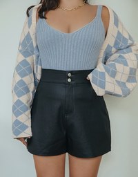 High Waisted Slim Faux Leather Shorts