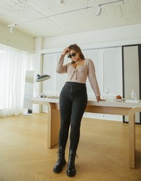 Side Buttoned Skinny FIt Denim Jeans Pants