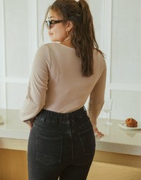 Side Buttoned Skinny FIt Denim Jeans Pants