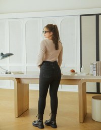 Side Buttoned Skinny FIt Denim Jeans Pants