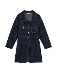 Casual Seamline Slit Denim Jeans Mini Dress