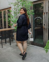 Casual Seamline Slit Denim Jeans Mini Dress