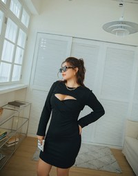 Low Cut Two Piece Bodycon Mini Dress