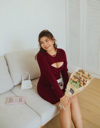Low Cut Two Piece Bodycon Mini Dress