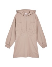 Preppy Zip Loose Hoodie Mini Dress