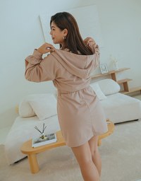 Preppy Zip Loose Hoodie Mini Dress