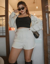 Button-Down Crop Denim Jeans Blazer Jacket