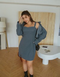 Modern Twist Crop Blouse Shirt + Sweetheart Dress Set Wear