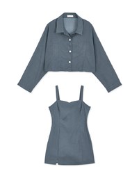 Modern Twist Crop Blouse Shirt + Sweetheart Dress Set Wear
