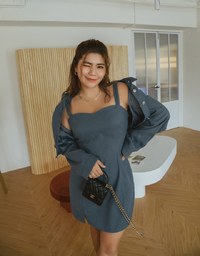 Modern Twist Crop Blouse Shirt + Sweetheart Dress Set Wear