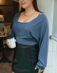 Two Piece Top With Crossover Straps And Pitted Pattern
