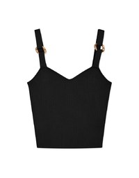 Golden-ring Splice Shoulder Strap Knit Cami Top