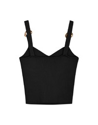 Golden-ring Splice Shoulder Strap Knit Cami Top