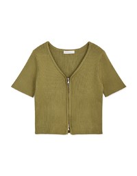 Minimalist Staple Dual-Zipper Knit Crop Top