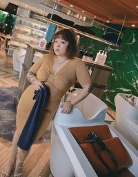 【Mi's Pick】Hollow Wrinkled SideSlit Knit Mini Dress