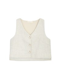 Classic Tweed Pearl Button Tank Top