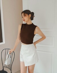 Turtleneck Sleeveless Crop Top