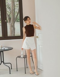 Turtleneck Sleeveless Crop Top