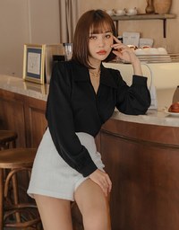 Smart Casual Crossover Tie Lapel Top