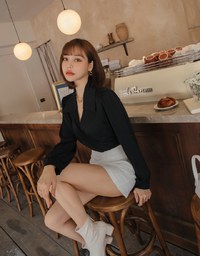 Smart Casual Crossover Tie Lapel Top