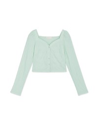 Square Neck Embossed Button Crop Top