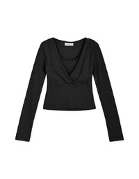 Fake Two Piece Overlap Crop Top