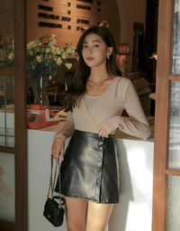 Fake Two Piece Overlap Crop Top