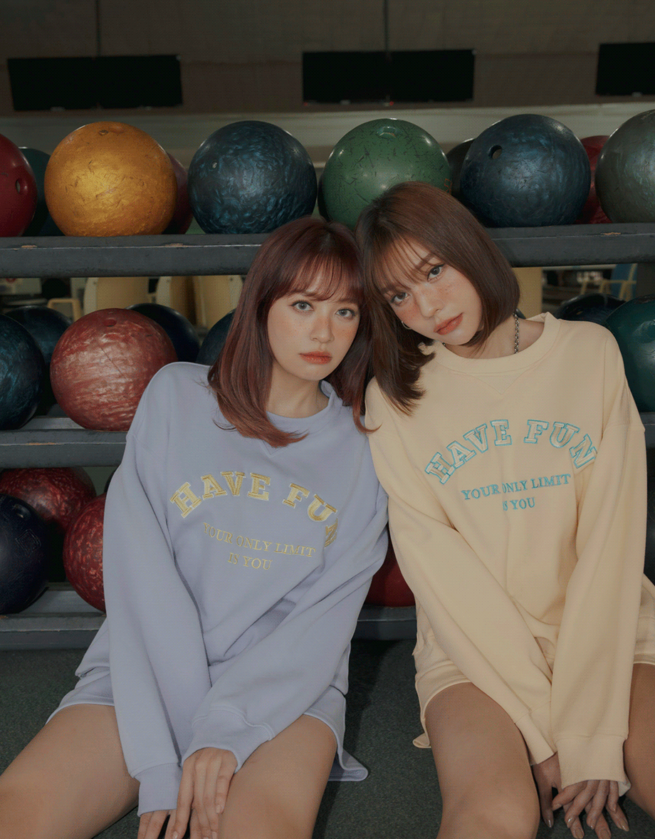 Preppy Embroidered Crewneck Loose Top