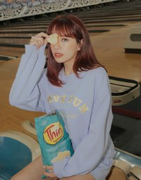 Preppy Embroidered Crewneck Loose Top