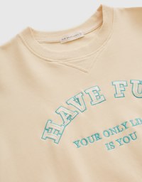 Preppy Embroidered Crewneck Loose Top