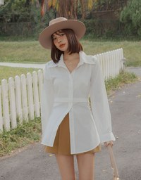 2WAY Buttoned Long Blouse Shirt