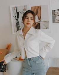 Lapel Double Zipper Crop Top