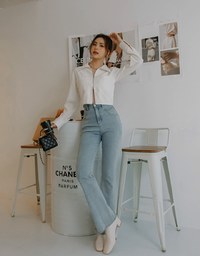 Lapel Double Zipper Crop Top
