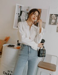 Lapel Double Zipper Crop Top