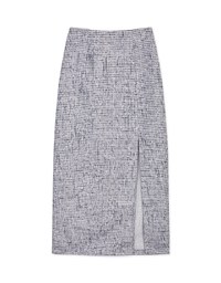 Classic Tweed Slit Maxi Skirt