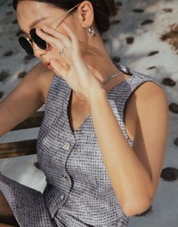 Classic Tweed Slit Maxi Skirt