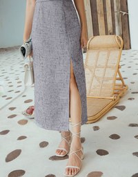 Classic Tweed Slit Maxi Skirt