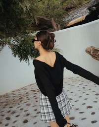Overlap Checkered A Line Skirt