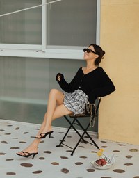 Overlap Checkered A Line Skirt