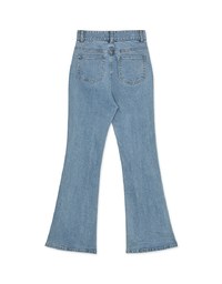 Side Buttoned Denim Jeans Flare Pants