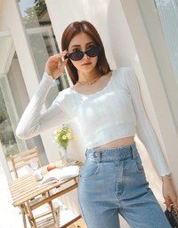 Side Buttoned Denim Jeans Flare Pants