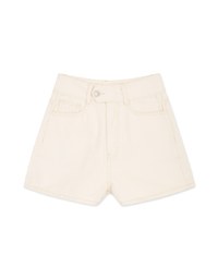Side Button High Waisted Denim Jeans Shorts
