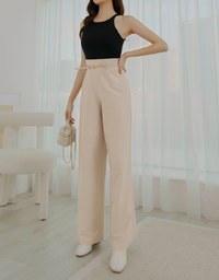 High Waisted Pleated Belted Wide Pants